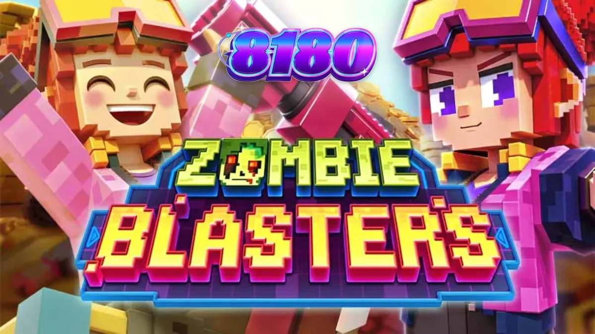 Tampilan visual slot Zombie Blasters dengan elemen arcade dan grafis retro